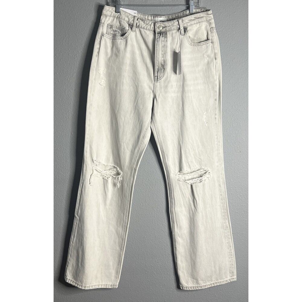 Vervet Jeans Gray 32 Leslie 90s Vtg Flare Distressed Raw Hem Retro Grunge Wide